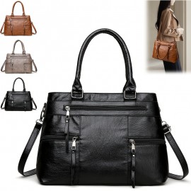 Perfect Lily Women's Professional Handbag with Zipper Closure - Convertible Crossbody/Handbag, Spacious Interior Compartment, Detachable Strap - Purse for Work, Travel, Everyday - Coffee Brown/Black/ - Ideal Gift for Women, Versatile Accessory, Sleek Tote, Highquality Finish, Crossbody Bag, Working Women