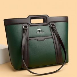 Large Capacity Wo 'S Handbag - Elegant Synthetic Handbag with Zipper Closure, Spacious Work Bag for Wo, Durable Everyday & Formal Use, Available In, Brown, Green, Coffee - Ogehuafee, Stylish Accessory, Professional Wo