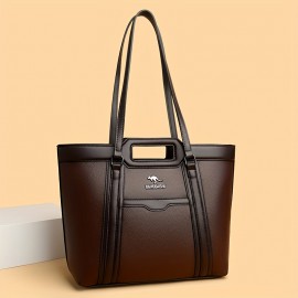 Large Capacity Wo 'S Handbag - Elegant Synthetic Handbag with Zipper Closure, Spacious Work Bag for Wo, Durable Everyday & Formal Use, Available In, Brown, Green, Coffee - Ogehuafee, Stylish Accessory, Professional Wo