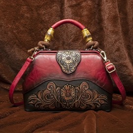 Retro Style Floral Pattern Women'S Handbag, PU Shoulder Bag, High-end All-round Crossbody Bag Suitable For Gifts