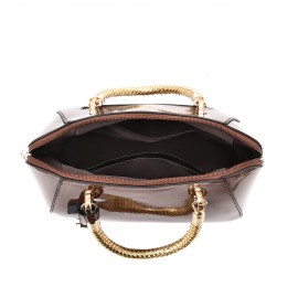 Women'S Patent Leather Handbag - Elegant Crocodile-like texture, Zipper Closure, Golden-Tone Hardware, Available in, Coffee Brown, Navy, Burgundy Red - Formal & Everyday Purse for Women, Versatile Accessory, Sophisticated Design, Premium Detailing