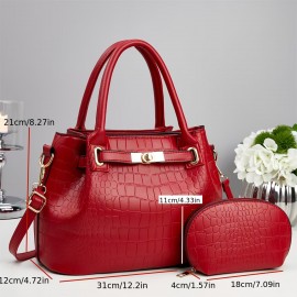 Women'S Handbag 2pcs Fashionable Stone Pattern Bag, Bridal Bag, First Choice for Gift, Universal for Four Seasons, Combination Bag, Wallet