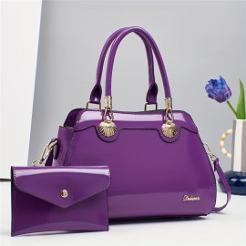 Elegant Minimalist Handbag with Sequin Embellish T, Adjustable Strap, Tablet Compart T, Zipper Closure, Polyester Lining, Wristlet Accessory - Solid Color, Multiple Colors Available