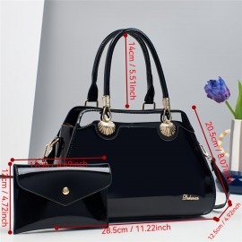 Elegant Minimalist Handbag with Sequin Embellish T, Adjustable Strap, Tablet Compart T, Zipper Closure, Polyester Lining, Wristlet Accessory - Solid Color, Multiple Colors Available