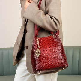 Stylish And Spacious Wo 'S Bucket with a Minimalist Crocodile Pattern, Perfect for Autumn And Winter, Can Be Used As a Hand Or.