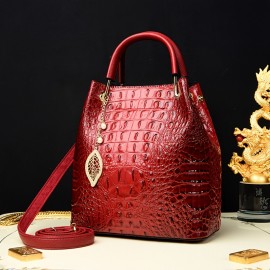 Stylish And Spacious Wo 'S Bucket with a Minimalist Crocodile Pattern, Perfect for Autumn And Winter, Can Be Used As a Hand Or.