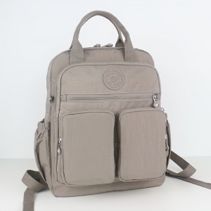 BO Women's Lightweight Nylon Backpack - Multi-Pocket School & Travel Backpack with /Korean Style, Adjustable Straps & Golden-Tone Hardware, Mustard-Yellow//Dark Grey, Durable Zipper Closure, Partition Storage for College,