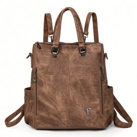 Women'S Retro Backpack - Vintage Crossbody with Detachable Strap, Golden-Tone Hardware & Zipper Closure, Multi-Color Options (/Red/)