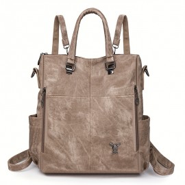 Women'S Retro Backpack - Vintage Crossbody with Detachable Strap, Golden-Tone Hardware & Zipper Closure, Multi-Color Options (/Red/)