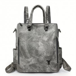 Women'S Retro Backpack - Vintage Crossbody with Detachable Strap, Golden-Tone Hardware & Zipper Closure, Multi-Color Options (/Red/)