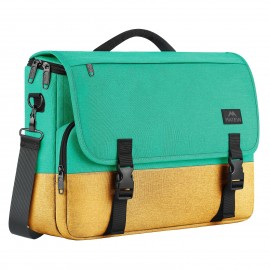 TSA-Approved Laptop Briefcase - Quilted Black & Golden Messenger Bag with Adjustable Shoulder Strap, Multiple Compartments & Secure Zippers, Durable Polyester for Business, Office,  Travel, Professional Carryall | Goldtone Hardware