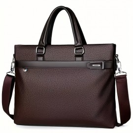[Luxury Briefcase] Luxury Men's Briefcase | Sleek Black Office and Travel Bag with Laptop Compartment, Adjustable Shoulder Strap, and Secure Zip Closure for Daily Commute, Business, or Casual Outings