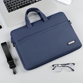 Laptop Briefcase with a Minimalist And Practical Design, Featuring Multiple Layers to Accommodate a Computer And Accessories, Lightweight And Casual, It Includes a Shock-Absorbing Compartment for The Laptop, And Can Be Carried As a Shoulder Bag, Handheld, Or Crossbody, And Fits Over a Suitcase Handle