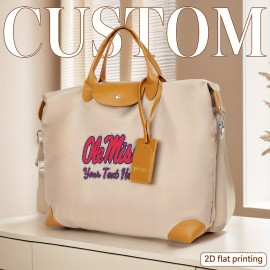 Backpack, a Fashionable Large Capacity Handbag Tote with @0756@Ole Miss Logo Pattern and Customizable Text Below the Design, Featuring Detachable Shoulder Straps for Versatile Use 2D Flat Printing ---bao034TuAnDz, 2D Flat