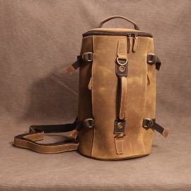 A Crazy Horse Leather Long Bucket Bag With A Capacity Of 20L Is Suitable For Men'S Travel And Commuting, And It Is A First Layer Of Cowhide For Birthday Gifts