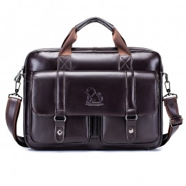 Men's Genuine Leather Business Briefcase - 15