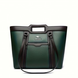 Large Capacity Wo 'S Handbag - Elegant Synthetic Handbag with Zipper Closure, Spacious Work Bag for Wo, Durable Everyday & Formal Use, Available In, Brown, Green, Coffee - Ogehuafee, Stylish Accessory, Professional Wo