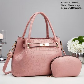 Women'S Handbag 2pcs Fashionable Stone Pattern Bag, Bridal Bag, First Choice for Gift, Universal for Four Seasons, Combination Bag, Wallet