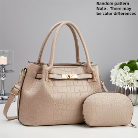 Women'S Handbag 2pcs Fashionable Stone Pattern Bag, Bridal Bag, First Choice for Gift, Universal for Four Seasons, Combination Bag, Wallet
