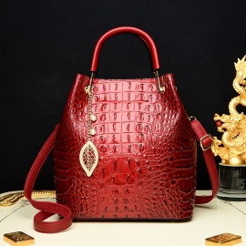 Stylish And Spacious Wo 'S Bucket with a Minimalist Crocodile Pattern, Perfect for Autumn And Winter, Can Be Used As a Hand Or.