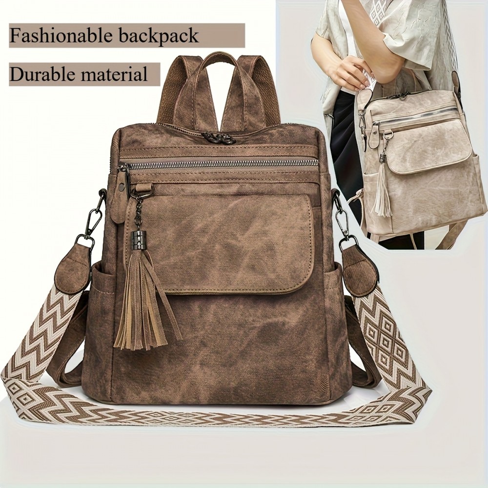 Women'S & Men'S Retro British Vintage Backpack - Large Capacity Multi-Pocket Travel Backpack with Detachable Strap, Golden-Tone Hardware & Zipper Closure, Durable Synthetic Material For Work, School, Travel - Unisex Fashion Backpack In, Brown