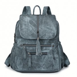 [Vintage Bag] Brown Faux Leather Vintage-Inspired Women's Shoulder Bag with Adjustable Strap | Multiple Pockets, Zipper Closure, Casual Style, Durable Zippers