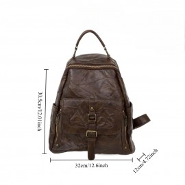 Women'S Vintage Backpack - Large Capacity Purse with Adjustable Strap, Zipper Closure, Synthetic Bag for Women, Coffee Brown/Black - Everyday, Work, Party, Travel - Y2K Street Style Handbag, Party Accessory, Retro Aesthetic, Durable Construction, Spacious Tote, Fashion Lovers