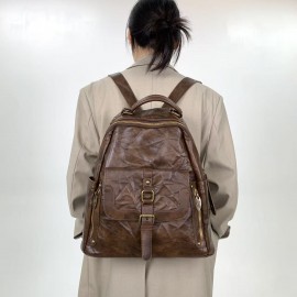 Women'S Vintage Backpack - Large Capacity Purse with Adjustable Strap, Zipper Closure, Synthetic Bag for Women, Coffee Brown/Black - Everyday, Work, Party, Travel - Y2K Street Style Handbag, Party Accessory, Retro Aesthetic, Durable Construction, Spacious Tote, Fashion Lovers