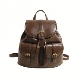 Vintage College-Style Women'S Backpack with Large Capacity, Fashionable And Versatile, Suitable for Casual Outings And Students' Books.