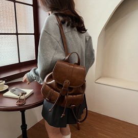 Vintage College-Style Women'S Backpack with Large Capacity, Fashionable And Versatile, Suitable for Casual Outings And Students' Books.