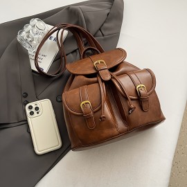 Vintage College-Style Women'S Backpack with Large Capacity, Fashionable And Versatile, Suitable for Casual Outings And Students' Books.