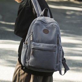 New Women'S Fashion Corduroy Backpack with Simple Color Block Design, Modern Trendy Double Shoulder Bag, Soft Fabric, Multi-Pocket Storage for Books, Notebooks, Phones, Wallets, Tablets, and Gifts, Perfect for Work, School, Shopping, Travel, and Camping, Casual Outings, Stylish and Functional for Everyday Use, Backpack for Women, Lightweight Backpack for Women, Backpack for High School, Convertible Backpack for Women, Backpack Handbags for Women, Backpack for Women High Quality