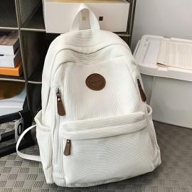 New Women'S Fashion Corduroy Backpack with Simple Color Block Design, Modern Trendy Double Shoulder Bag, Soft Fabric, Multi-Pocket Storage for Books, Notebooks, Phones, Wallets, Tablets, and Gifts, Perfect for Work, School, Shopping, Travel, and Camping, Casual Outings, Stylish and Functional for Everyday Use, Backpack for Women, Lightweight Backpack for Women, Backpack for High School, Convertible Backpack for Women, Backpack Handbags for Women, Backpack for Women High Quality