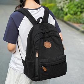 New Women'S Fashion Corduroy Backpack with Simple Color Block Design, Modern Trendy Double Shoulder Bag, Soft Fabric, Multi-Pocket Storage for Books, Notebooks, Phones, Wallets, Tablets, and Gifts, Perfect for Work, School, Shopping, Travel, and Camping, Casual Outings, Stylish and Functional for Everyday Use, Backpack for Women, Lightweight Backpack for Women, Backpack for High School, Convertible Backpack for Women, Backpack Handbags for Women, Backpack for Women High Quality