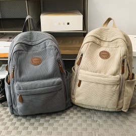 New Women'S Fashion Corduroy Backpack with Simple Color Block Design, Modern Trendy Double Shoulder Bag, Soft Fabric, Multi-Pocket Storage for Books, Notebooks, Phones, Wallets, Tablets, and Gifts, Perfect for Work, School, Shopping, Travel, and Camping, Casual Outings, Stylish and Functional for Everyday Use, Backpack for Women, Lightweight Backpack for Women, Backpack for High School, Convertible Backpack for Women, Backpack Handbags for Women, Backpack for Women High Quality