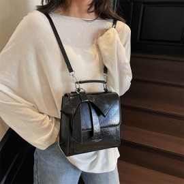 Women's Backpack with Bow-like design - Backpack, Metallic Hardware, Handbag/Bookbag for Women, Everyday & Formal Use - Available in Beige, Black, Coffee Brown, Gray, Pink - Durable & Easy-Clean, Backpack Purse, Travel Accessory, Elegant Handbag, Sturdy Hardware, Functional Bag, Professional Women