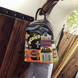 Mexican Niche Double-Shoulder Bag for Women New Fashion Color Block Large Capacity Travel Backpack Trendy Ladies' Handbag