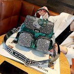 Stylish And Durable Backpack Tote Handbag With Chic Rhinestones For Women, Perfect For Daily Commute And Weekend Getaways, Inspired By Punk Style And Suitable For Travel And School.