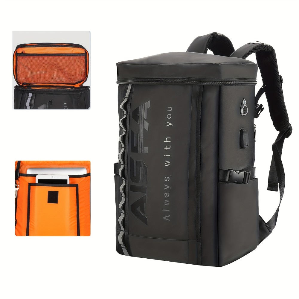 [Large Laptop Backpack] ASGA Large Capacity Laptop Backpack | Adjustable Shoulder Straps, Multiple Compartments, Durable Black Design for School, Travel & Daily Commute