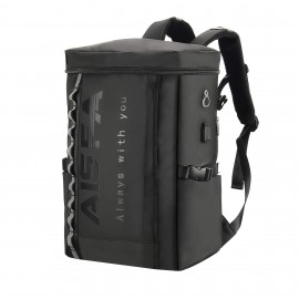 [Large Laptop Backpack] ASGA Large Capacity Laptop Backpack | Adjustable Shoulder Straps, Multiple Compartments, Durable Black Design for School, Travel & Daily Commute