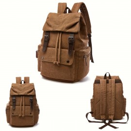 Vintage Canvas Backpack - Large Capacity, Durable Multi-Compartment Laptop Bag for Men & Women, Adjustable Straps, Zipper Closure, Ideal for Daily Commute & School, Casual Style, Backpack for School, Commuter Bag, Classic Design, Sturdy Construction, Backpack For Women, Backpack For Men, Laptop Backpack, Travel Backpack