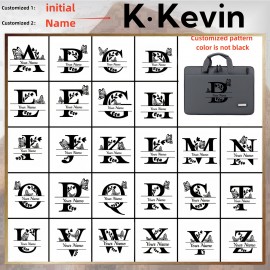 Personalized 180° Open-Close Durable Laptop Briefcase, Oxford Fabric Material, 14/15 Inch Computer Bag with Custom Butterfly Letter Design - Ideal Gift for School, Office, or Valentine'S Day - Black, Light Purple, Green, Gray, Dark Gray, Blue