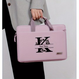 Personalized 180° Open-Close Durable Laptop Briefcase, Oxford Fabric Material, 14/15 Inch Computer Bag with Custom Butterfly Letter Design - Ideal Gift for School, Office, or Valentine'S Day - Black, Light Purple, Green, Gray, Dark Gray, Blue