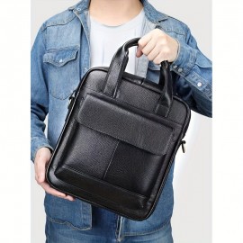 [Synthetic Leather Briefcase] Stylish Synthetic Leather Men's Business Briefcase | Large Capacity Crossbody Bag with Adjustable Strap, Multiple Compartments & Zipper Closure | Perfect for Office, Travel & Gifts (30*26*8)cm