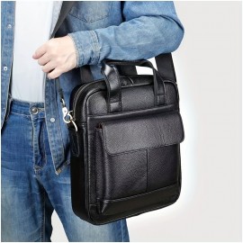 [Synthetic Leather Briefcase] Stylish Synthetic Leather Men's Business Briefcase | Large Capacity Crossbody Bag with Adjustable Strap, Multiple Compartments & Zipper Closure | Perfect for Office, Travel & Gifts (30*26*8)cm