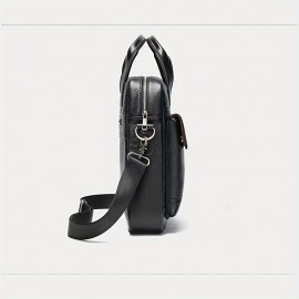 [Synthetic Leather Briefcase] Stylish Synthetic Leather Men's Business Briefcase | Large Capacity Crossbody Bag with Adjustable Strap, Multiple Compartments & Zipper Closure | Perfect for Office, Travel & Gifts (30*26*8)cm