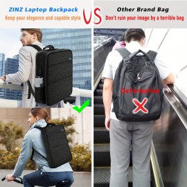 [Stylish Laptop Backpack] 1pc ZINZ Black Laptop Backpack | Stylish, Lightweight, Large Capacity, Convertible Shoulder & Tote Bag with Multiple Compartments, Ideal for Daily Commute & Travel