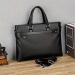 [Luxury Briefcase] Luxury Men's Briefcase | Sleek Black Office and Travel Bag with Laptop Compartment, Adjustable Shoulder Strap, and Secure Zip Closure for Daily Commute, Business, or Casual Outings