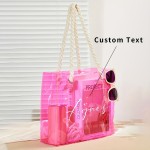 [1pc Customizable PVC Tote] 1pc Durable Transparent PVC Tote Bag with Twine Handles | Customizable, Personalized Text & Pink Glitter Design, Perfect for Everyday Use or Special Occasions