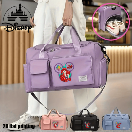 [Disney Valentine Bag] Disney 1pc Ariel The Little Mermaid Valentine's Day Themed Multifunctional Travel Bag | Large Capacity High Quality Suitcase with Trolley, Multiple Compartments & Shoe Storage, Durable Fabric for Students, Boarding, Outdoor Sports (Purple, Pink, Blue)